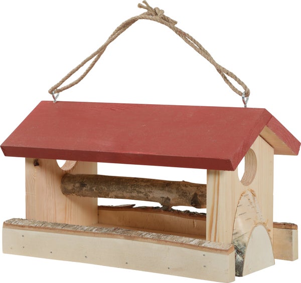 Mangeoire oiseaux du jardin bois 17mm hut xl 360x225x245mm rouge Zolux