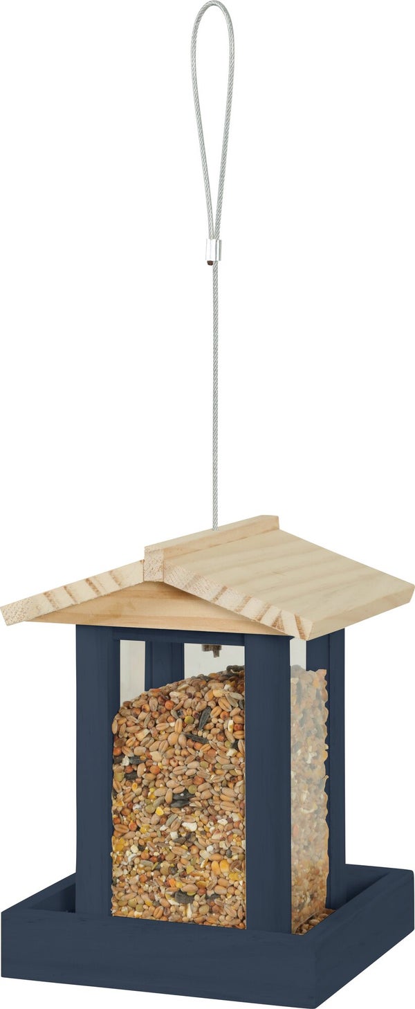 Mangeoire oiseaux du jardin bois flora 1 14x14x19cm marine Zolux
