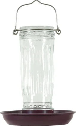 Mangeoire oiseaux du jardin verre/métal d16 h28cm cerise Zolux