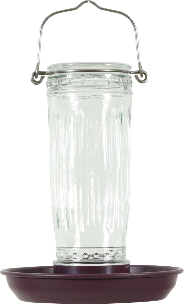 Mangeoire oiseaux du jardin verre/metal d16 h28cm cerise Zolux