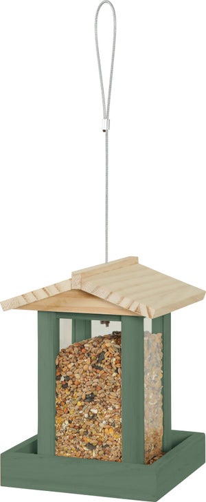Mangeoire oiseaux du jardin bois flora 1 14x14x19cm sauge Zolux