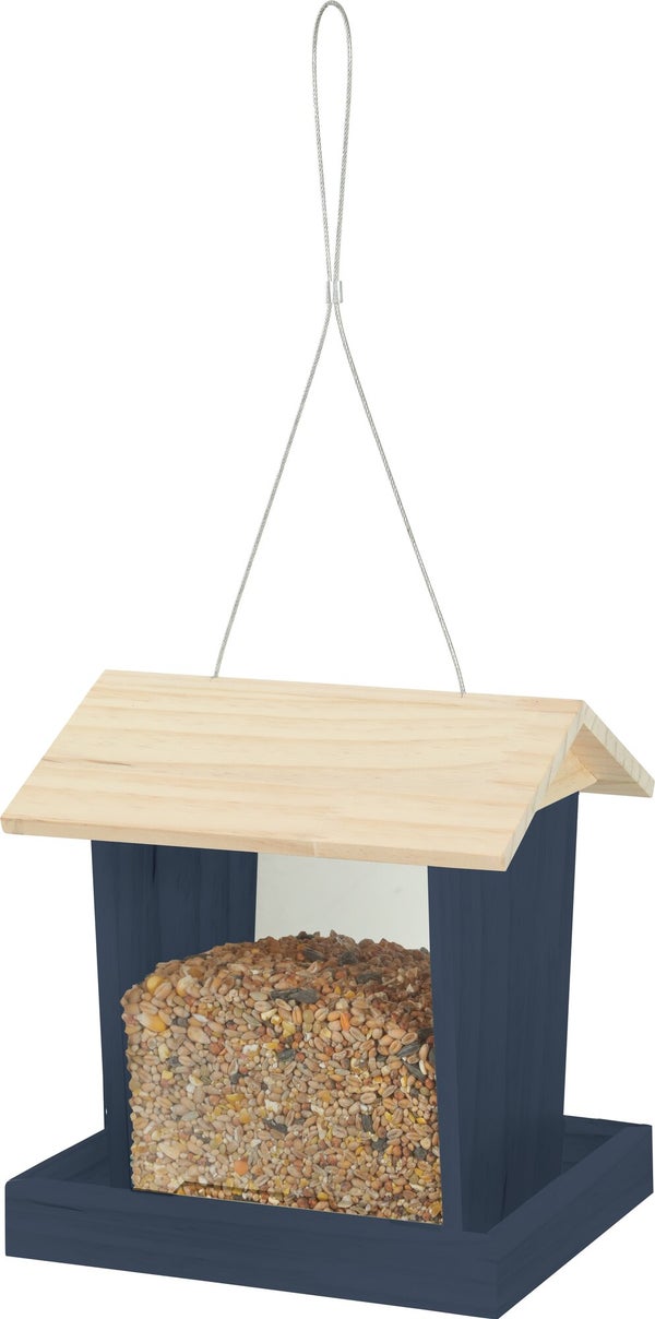 Mangeoire oiseaux du jardin bois flora 3 200x219x236mm marine Zolux