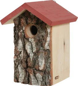 Nid oiseaux du jardin bois massif 17mm hut d32 19x17x26cm rouge Zolux