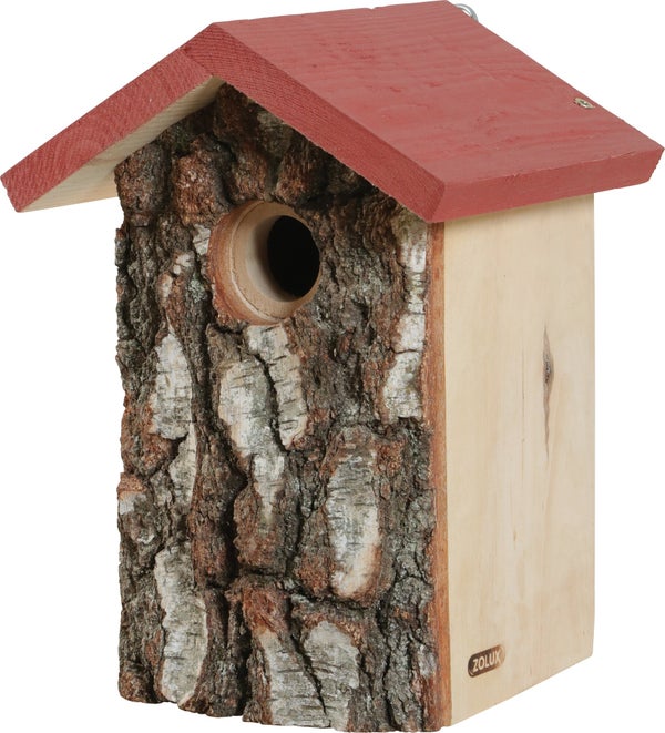 Nid oiseaux du jardin bois massif 17mm hut d32 19x17x26cm rouge Zolux