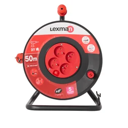 Enrouleur avec terre L.50 m H05VV-F 3G1.5 mm², LEXMAN