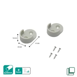 Lot de 2 supports de barre de penderie ronds