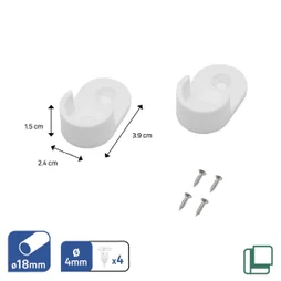 Lot de 2 supportss de barre de penderie ronds