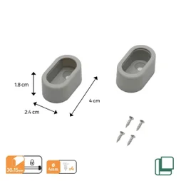 Lot de 2 supports de barre de penderie ovales