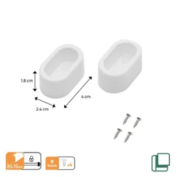 Lot de 2 supports de barre de penderie ovales