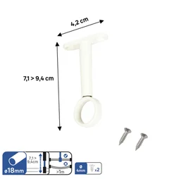 Support plafond extensible SPACEO pour barre de penderie ronde D18mm blanc