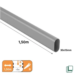 Barre de penderie fixe SPACEO gris / argent ovale