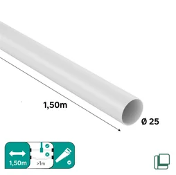 Barre de penderie fixe SPACEO blanc rond