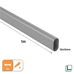 Barre de penderie fixe SPACEO gris / argent ovale