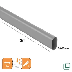 Barre de penderie fixe SPACEO gris / argent ovale