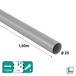 Barre de penderie fixe SPACEO gris / argent rond