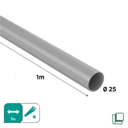 Barre de penderie fixe SPACEO gris / argent rond