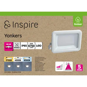 Projecteur LED 6750 lm, blanc chaud / neutre ou froid, Yonkers blanc INSPIRE