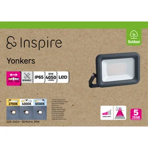 Projecteur LED 4050 lm blanc chaud / neutre ou froid, Yonkers anthracite INSPIRE