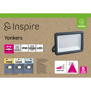 Projecteur extérieur yonkers led 100w 13500lm cct anthracite inspire