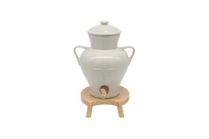 Vinaigrier campagnard en grès 2,5l avec robinet socle bois Le Pratique