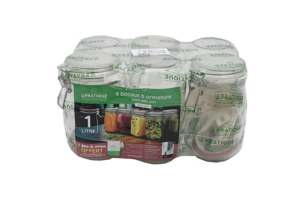 Bocal a armature 1l diam 85mm LE PRATIQUE pack 6 + 1 sac a vrac offert