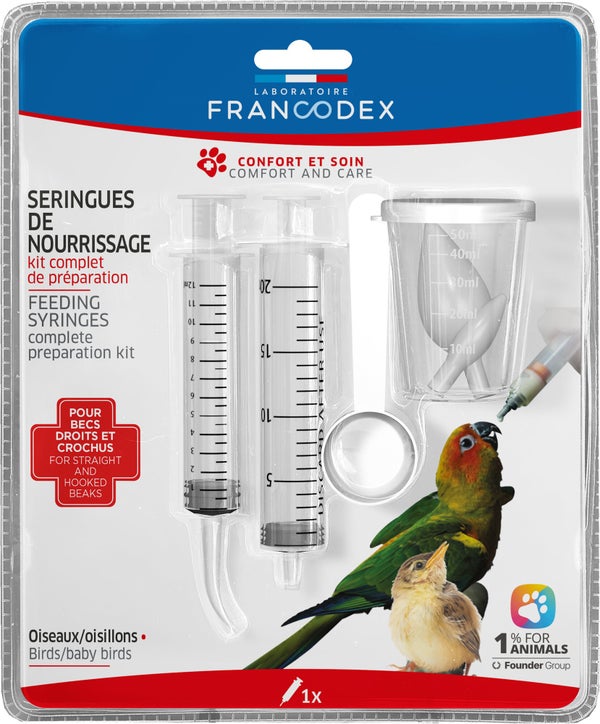 Seringue de nourissage pour oiseaux becs droits et crochus FRANCODEX