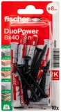 Lot de 10 chevilles multi-matériaux DuoPower FISCHER, vis noires Diam.8 x L.40 mm