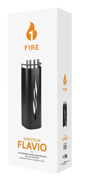 Serviteur FLAVIO acier noir FIRE 002.20251n, 3 accessoires