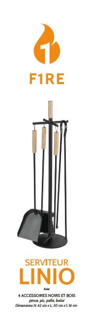 Serviteur LINIO acier noir FIRE 002.20250n, 3 accessoires