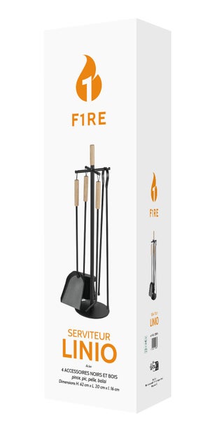 Serviteur LINIO acier noir FIRE 002.20250n, 3 accessoires