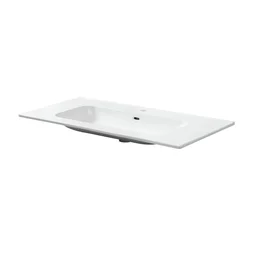 Plan simple vasque centrée céramique blanc l.106 x P.49 cm