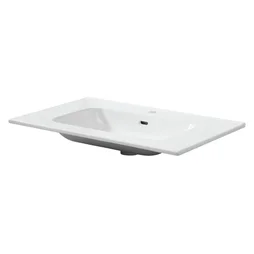 Plan simple vasque centrée céramique blanc l.76 x P.49 cm