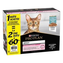 Pâtée chat delicate poisson, Lot De 2 X 10 X 85g PURINA PRO PLAN