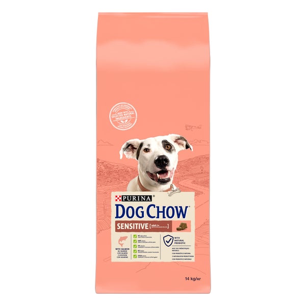 Croquettes chien Dog chow sensitive - Saumon - 14kg