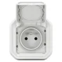 Prise avec terre étanche IP55 encastré PLEXO blanc