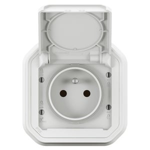 Prise avec terre étanche IP55 encastré PLEXO blanc