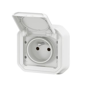 Prise avec terre étanche IP55 encastré PLEXO blanc