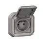 Prise avec terre étanche IP55 encastré PLEXO gris