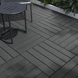 Lot de 4 dalles terrasse composite, Serava, gris anthracite, 50x50x2,5 cm NATERIAL