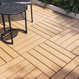 Lot de 4 dalles terrasse composite, Serava, chêne naturel, 50x50x2,5 cm NATERIAL
