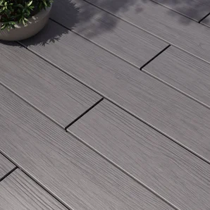 Planche terrasse composite Himya, gris clair, 240x14,2x2,2 cm NATERIAL