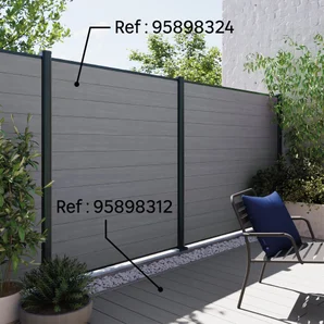 Planche terrasse composite Himya, gris clair, 240x14,2x2,2 cm NATERIAL