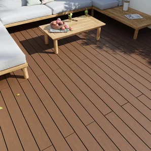 Planche terrasse composite Himya, teck, 240x14,2x2,2 cm NATERIAL