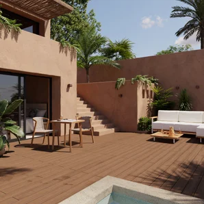 Planche terrasse composite Himya, teck, 240x14,2x2,2 cm NATERIAL