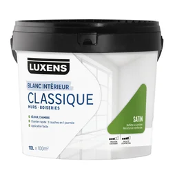 Peinture mur et plafond blanc satin LUXENS Classique, 10L