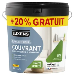 Peinture mur, boiserie, radiateur satin LUXENS Couvrant 10L+20% gratuit