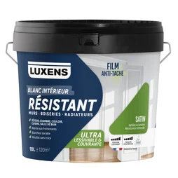 Peinture mur, boiserie, radiateur blanc satin LUXENS Résistant 10L