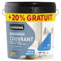 Peinture mur, boiserie, plafond blanc mat LUXENS Couvrant 10L+20% gratuit