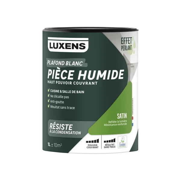Peinture plafond blanc LUXENS satin Pièce humide 1L