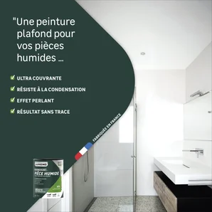 Peinture plafond blanc LUXENS satin Pièce humide 1L